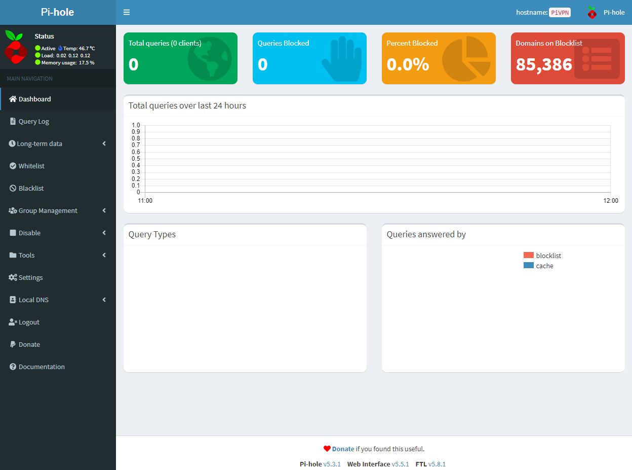 PiHole Webinterface